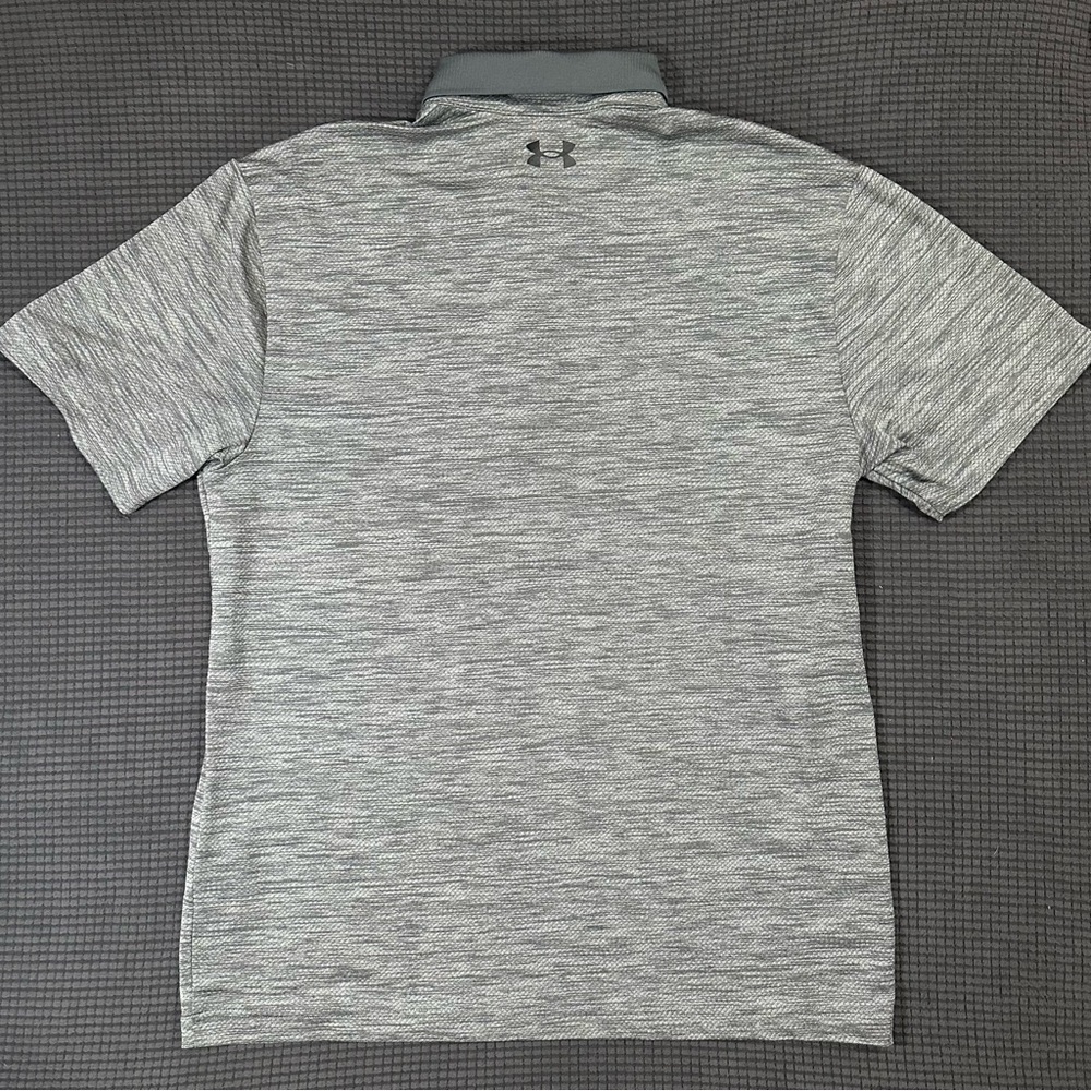 Under Armour Gray Performance Polo Shirt Men’s Medium Stretch Athletic Golf Top - Picture 8 of 8